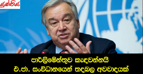 පාර්ලිමේන්තුව කැඳවන්න’යි එ.ජා. සංවිධානයෙන් තදබල අවවාදයක්